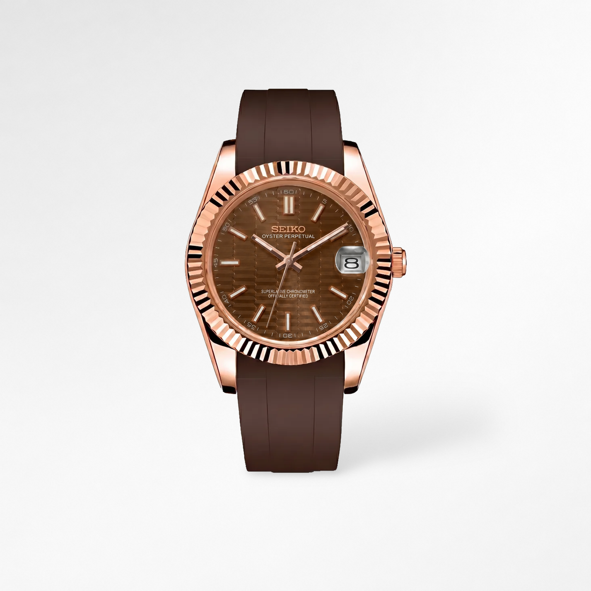 Datejust Rubber Rose Gold Chocolate Reglage watch
