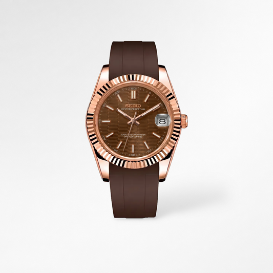 Datejust Rubber Rose Gold Chocolate Reglage watch