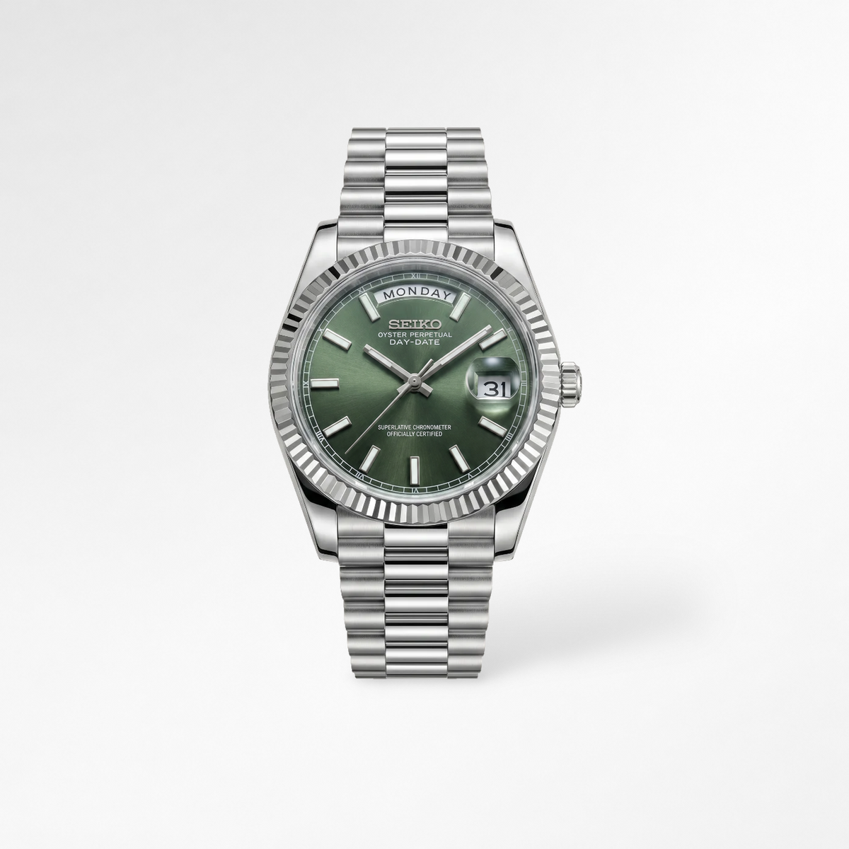 Day-Date Olive Baguette Reglage watch
