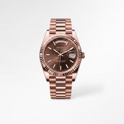 Day-Date Rose Gold Brown Baguette