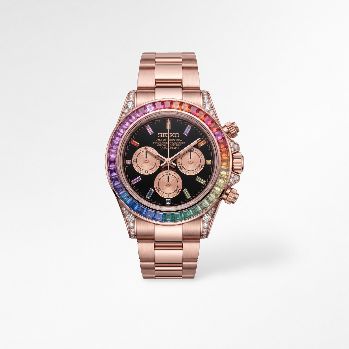 Daytona Rose Gold Raninbow Reglage watch
