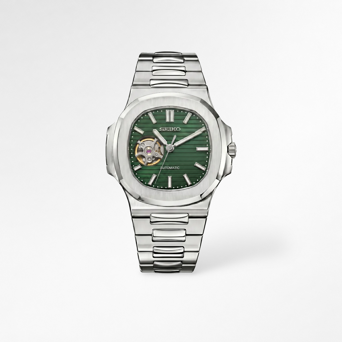 Nautilus Green Open Heart Reglage watch