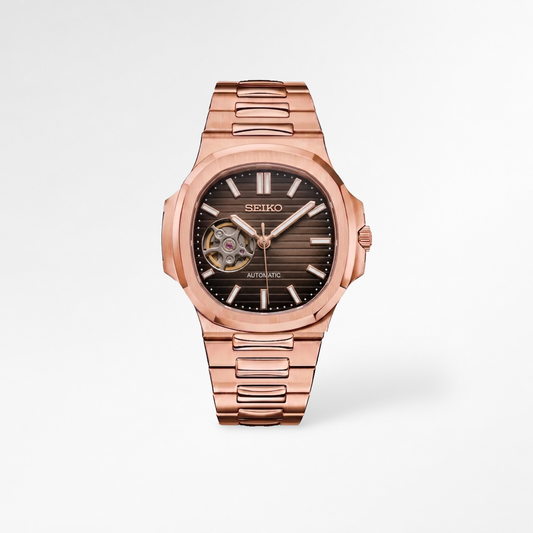 Nautilus Rose Gold Chocolate Open Heart Reglage watch