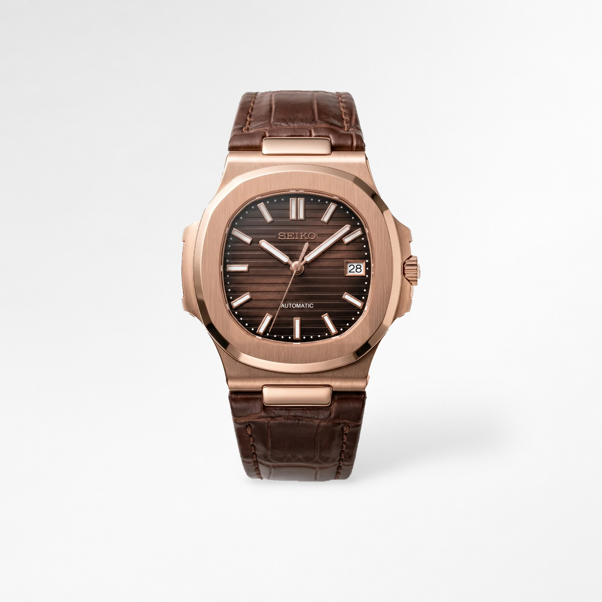 Nautilus Rose Gold Leather Reglage watch