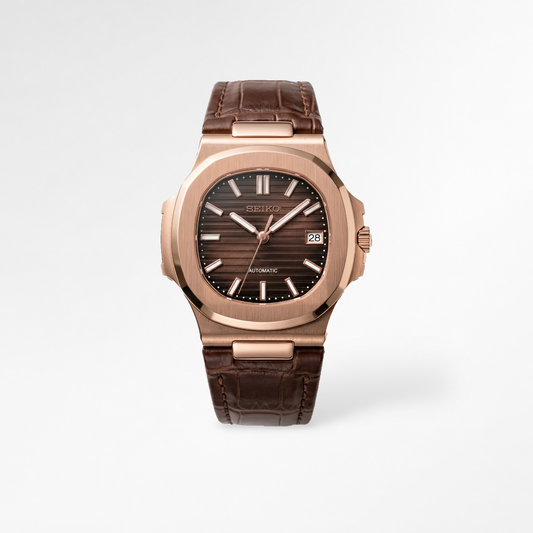 Nautilus Rose Gold Leather Reglage watch