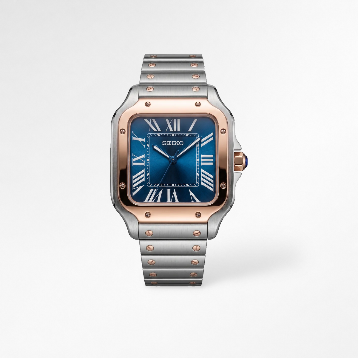 Santos Two-Tone Rose Gold Blue Reglage watch