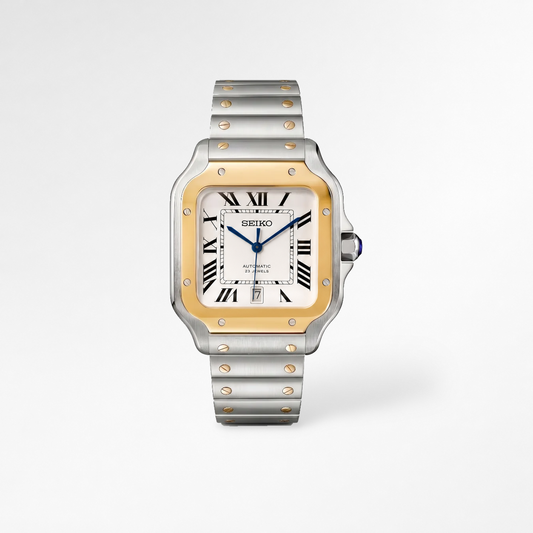 Santos Two-Tone White Reglage watch