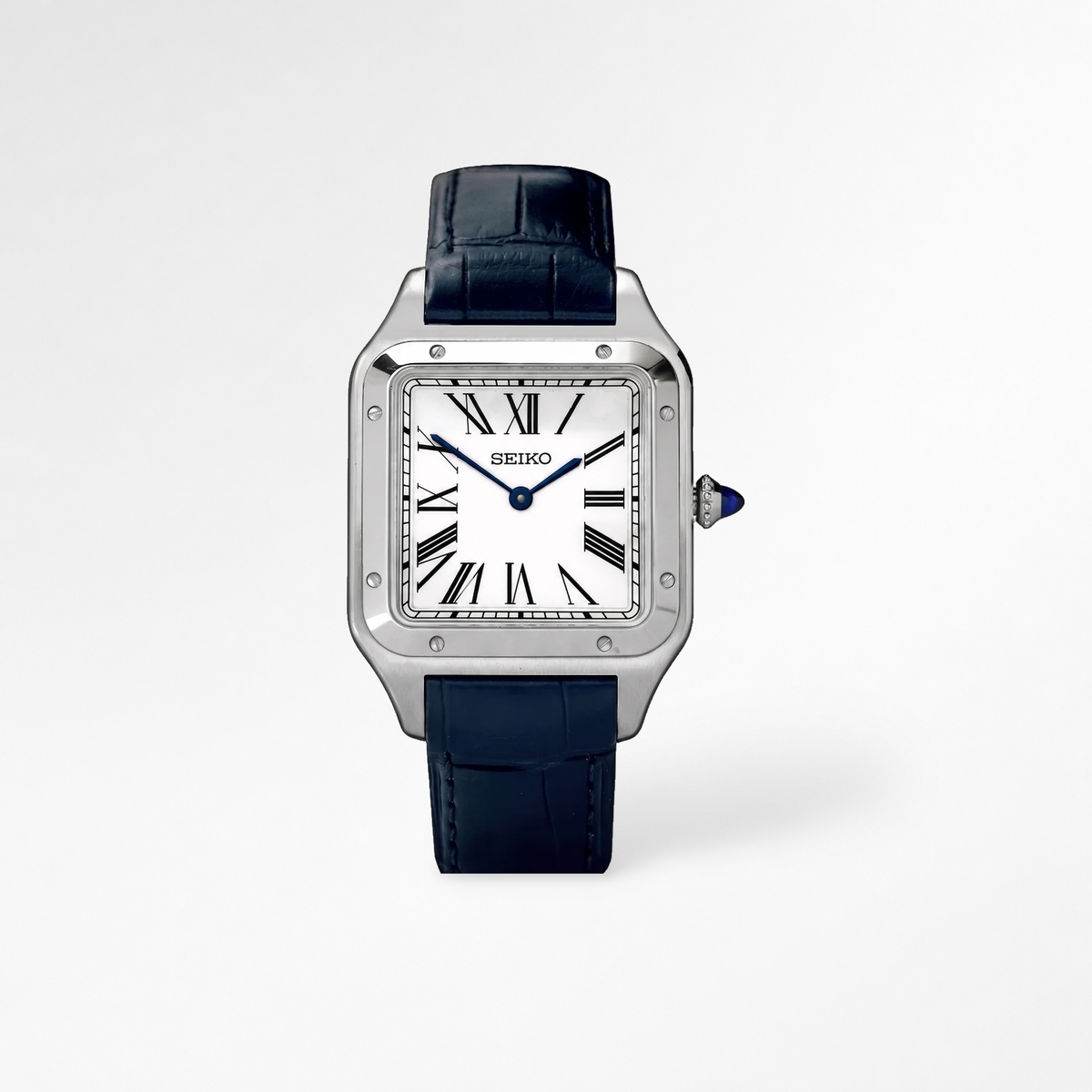 Santos White Blue Leather Reglage watch