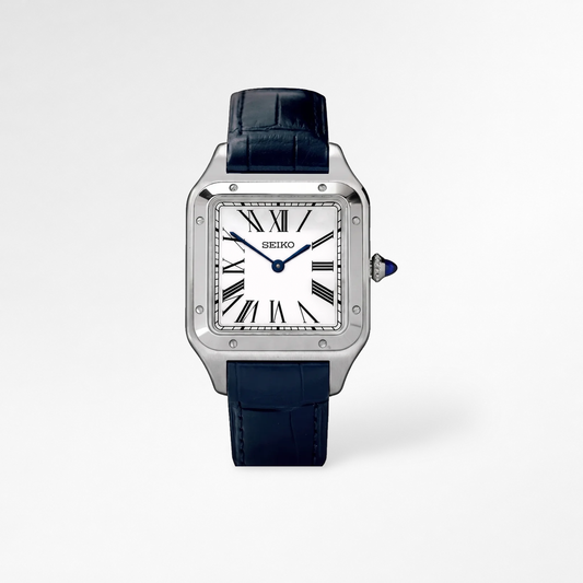 Santos White Blue Leather Reglage watch