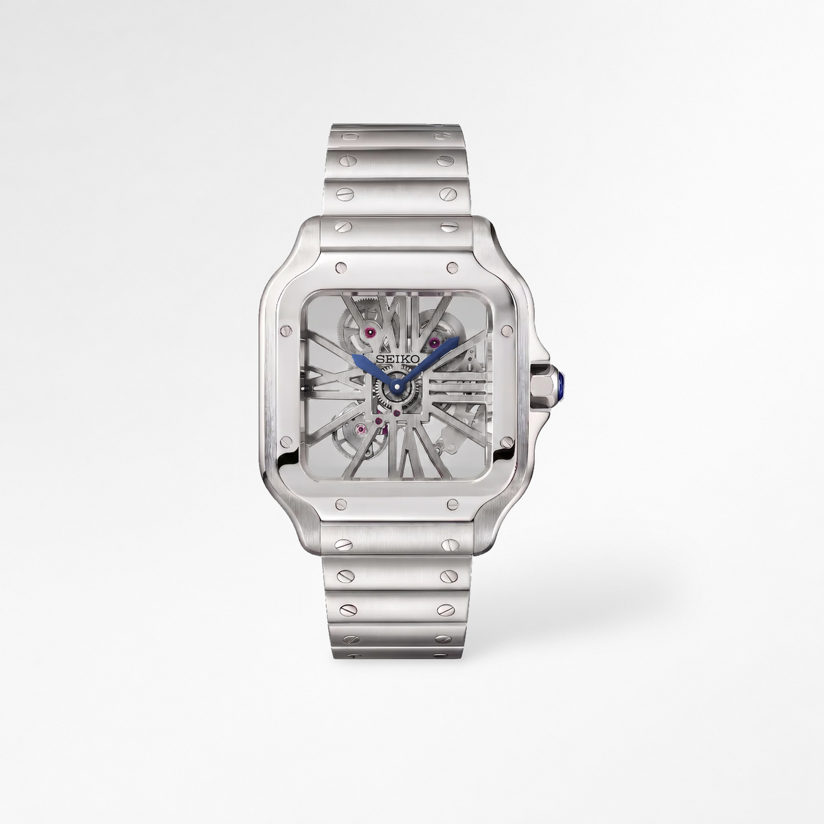 Santos White Skeleton Reglage watch