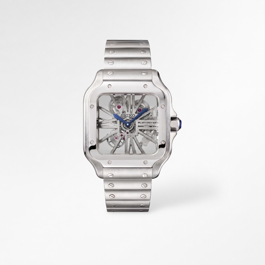 Santos White Skeleton Reglage watch