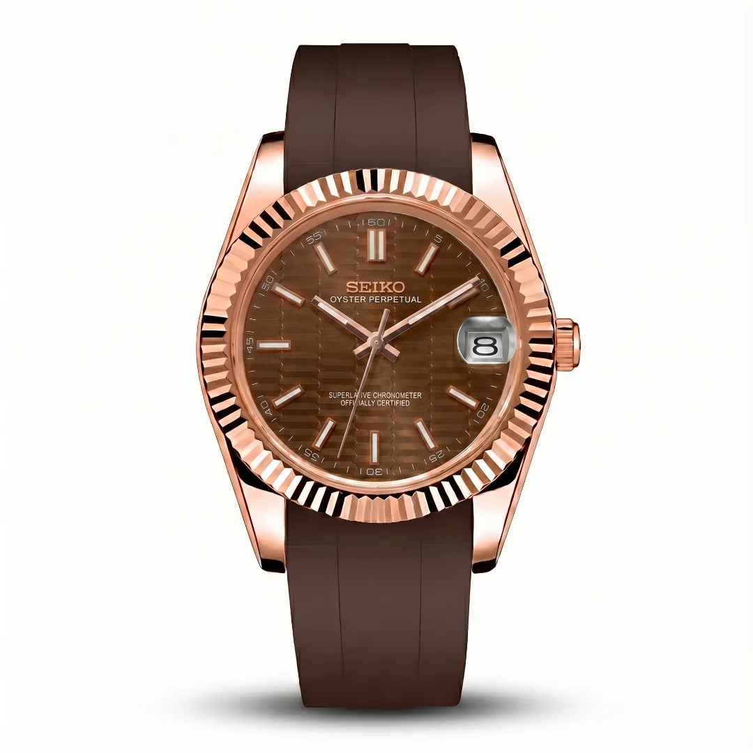 Datejust Rubber Rose Gold Chocolate Reglage watch