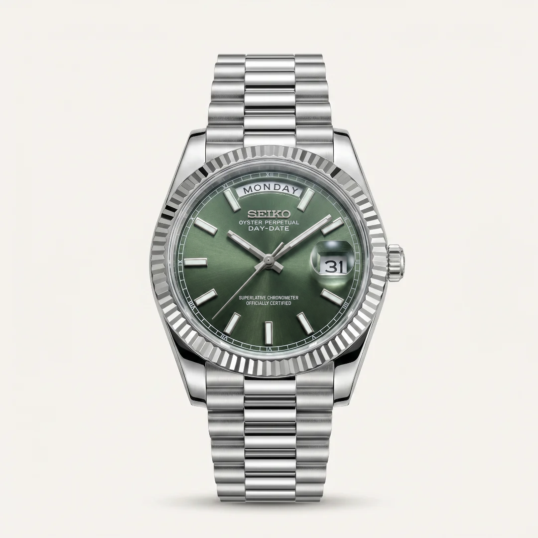 Day-Date Olive Baguette Reglage watch