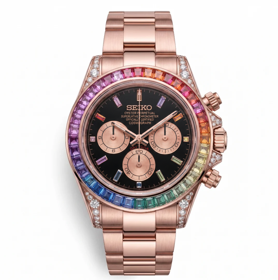 Daytona Rose Gold Raninbow Reglage watch