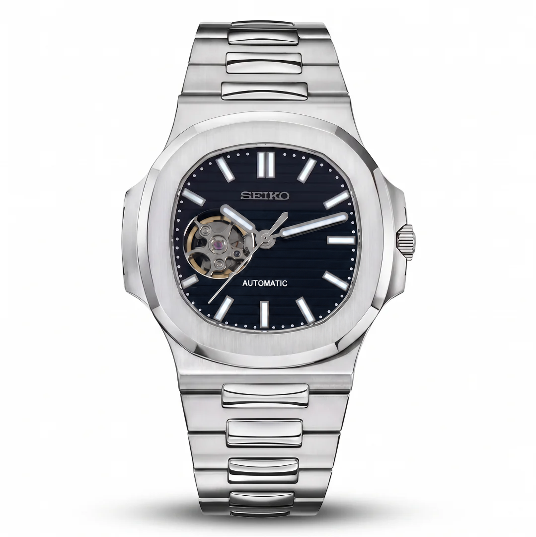 Nautilus Black Open Heart Reglage watch