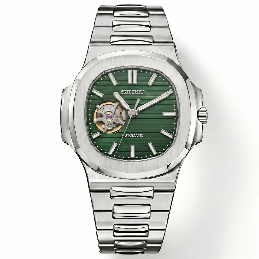 Nautilus Green Open Heart Reglage watch