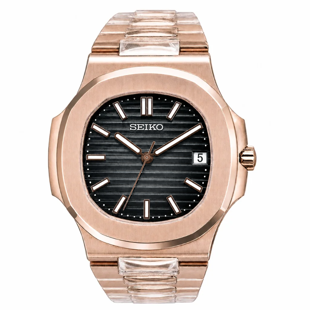 Nautilus Rose Gold Black V2 Reglage watch