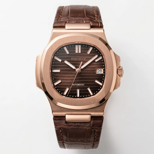 Nautilus Rose Gold Leather Reglage watch