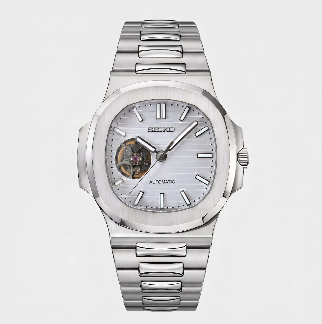 Nautilus White Open Heart Reglage watch