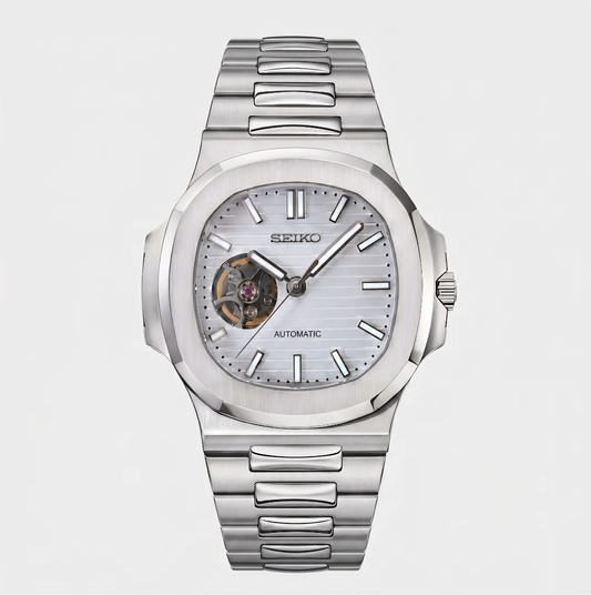 Nautilus White Open Heart Reglage watch