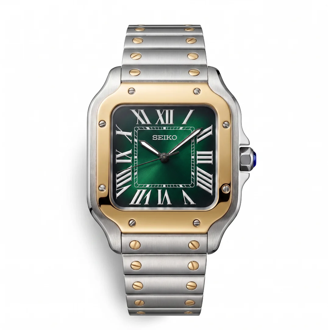 Santos Two-Tone Green Reglage watch