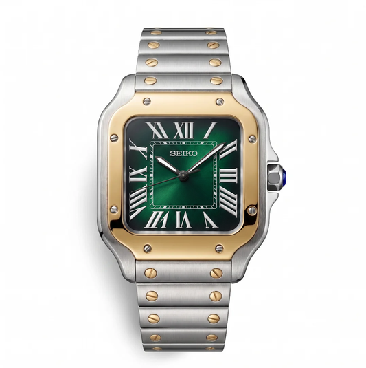 Santos Two-Tone Green Reglage watch
