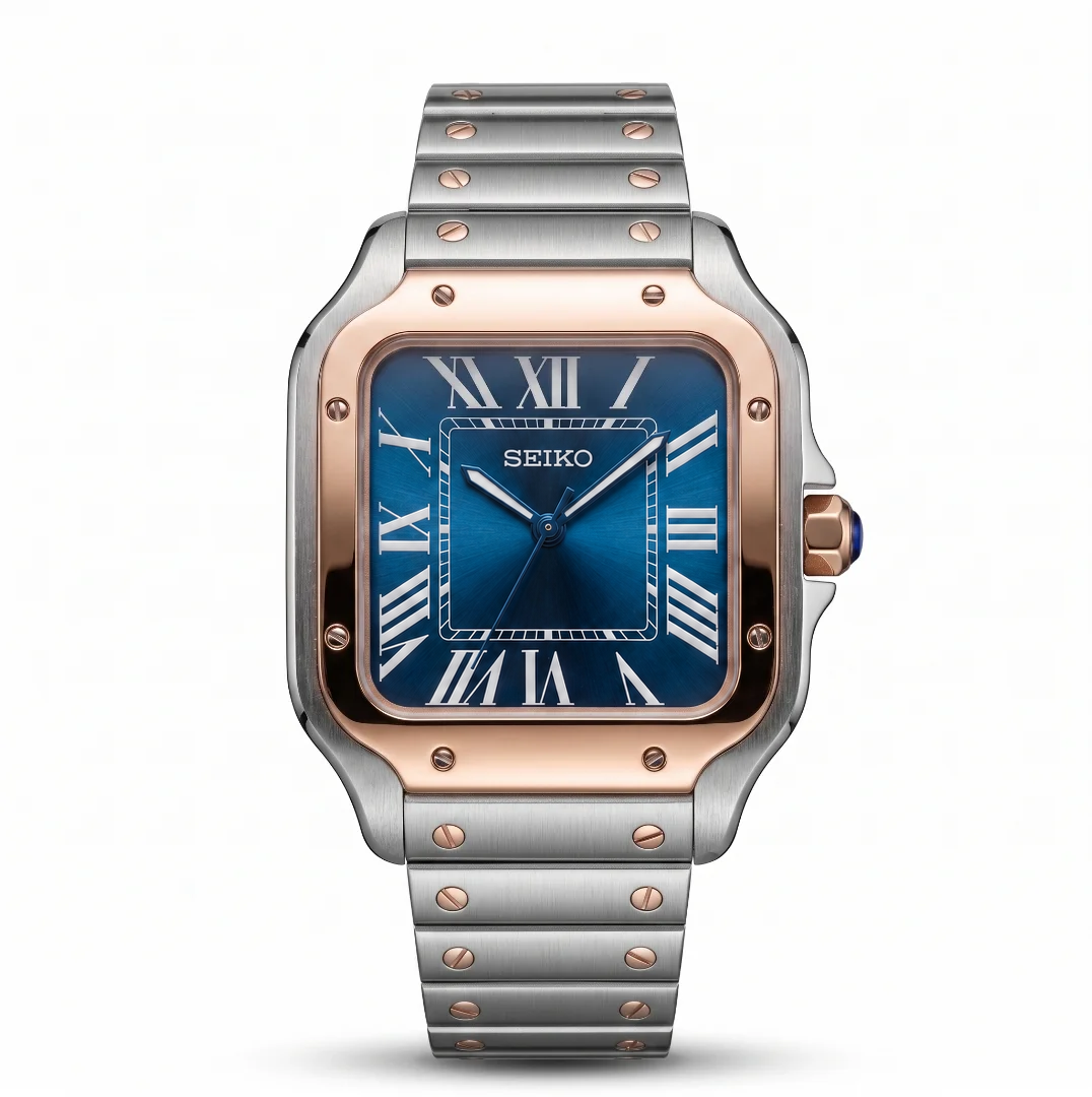 Santos Two-Tone Rose Gold Blue Reglage watch