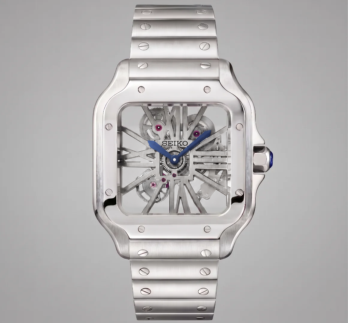 Santos White Skeleton Reglage watch