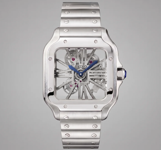 Santos White Skeleton Reglage watch