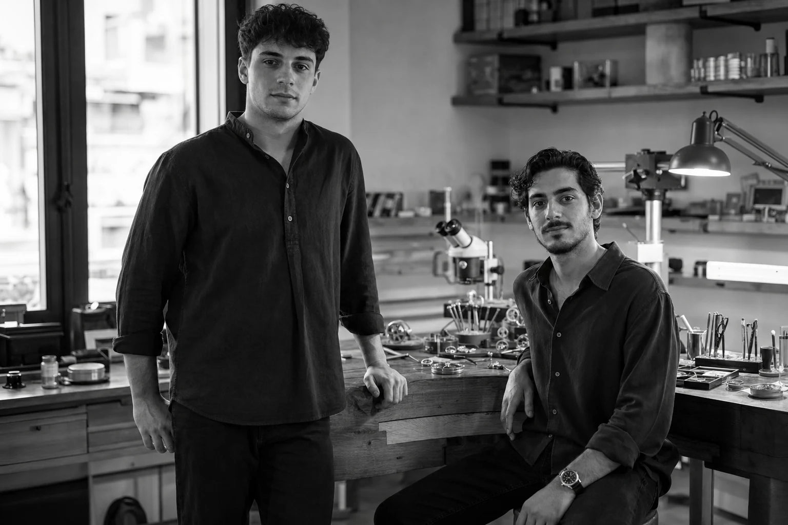 John and Stelios in the Reglage atelier
